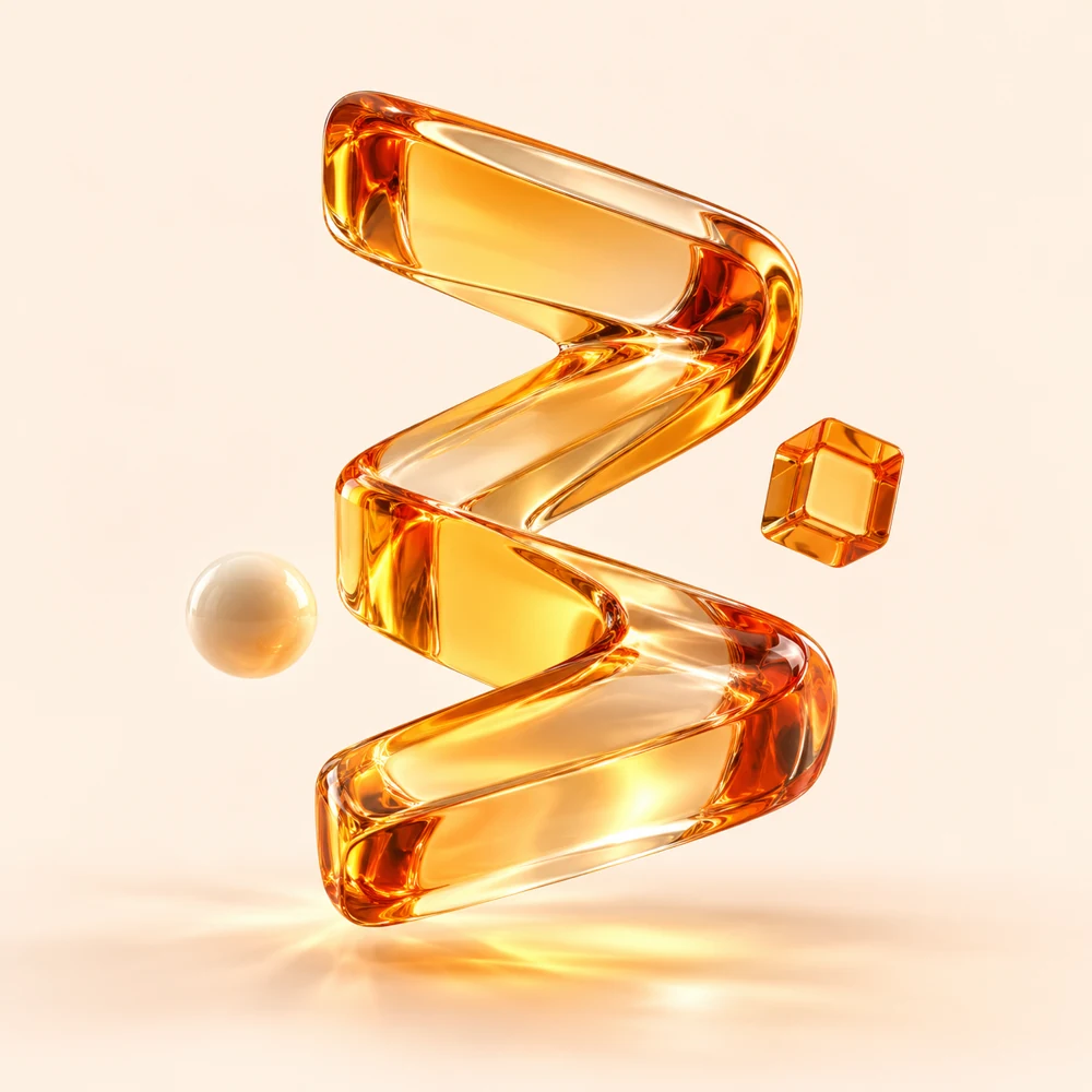 Sculptural amber glass rising into a bold upward form