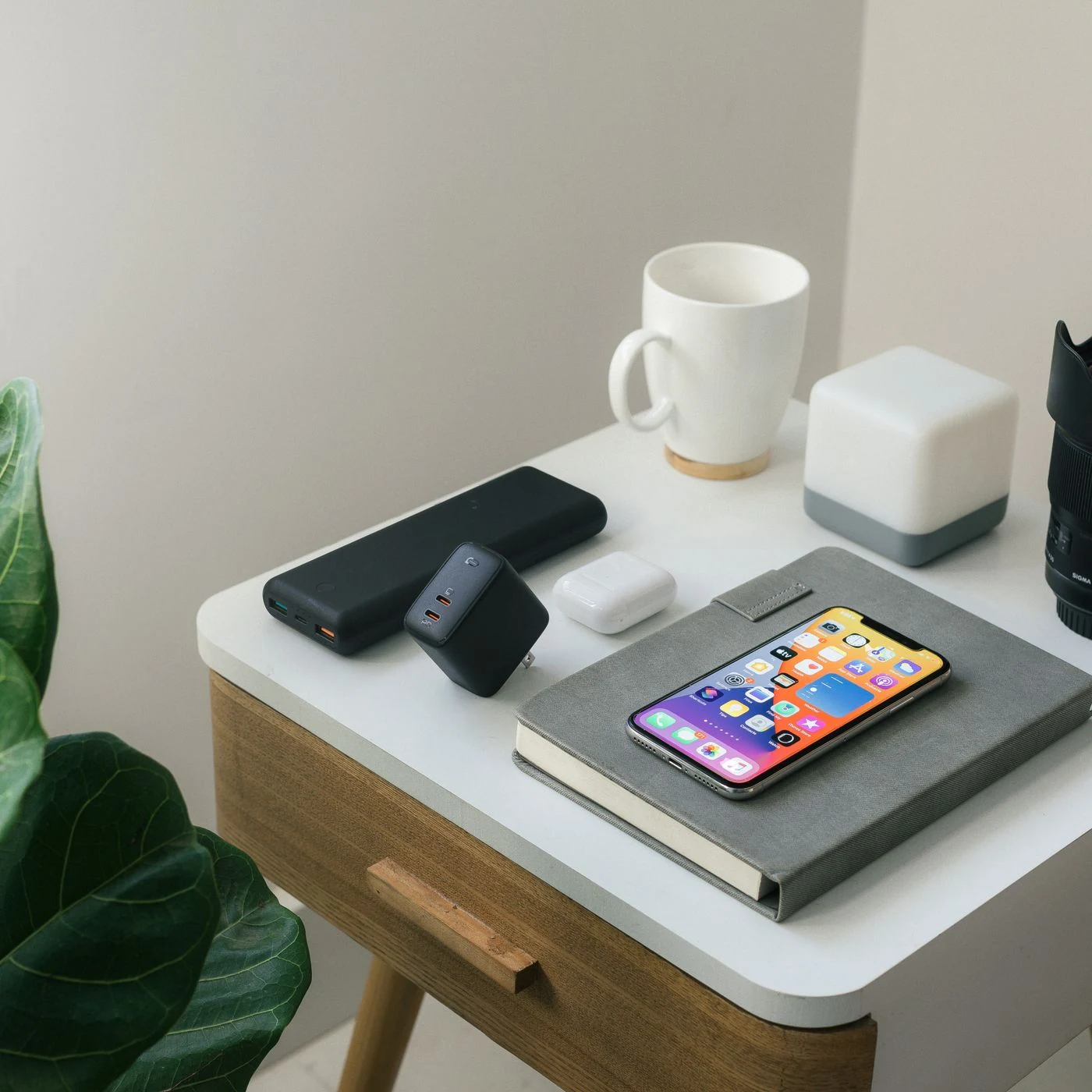 Smartphone and notebook; illustrative stock photograph